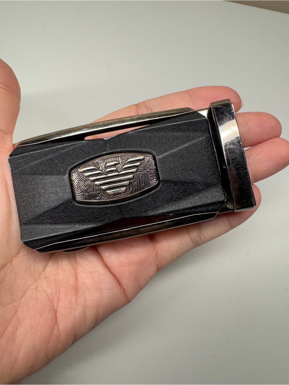 Emporio Armani Black Belt Buckle